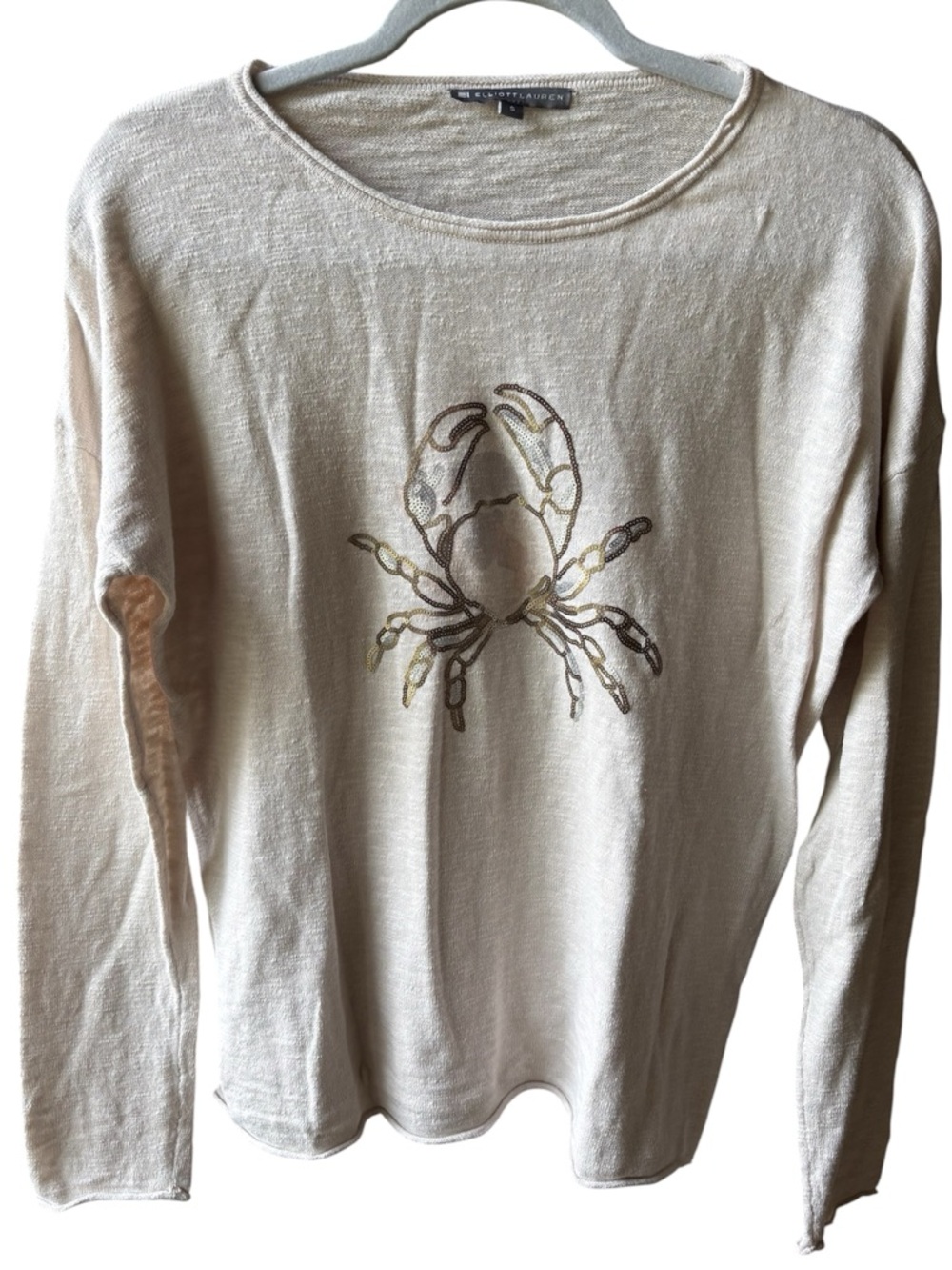 Elliott Lauren Sequin Crab Long-Sleeve Tee - Small